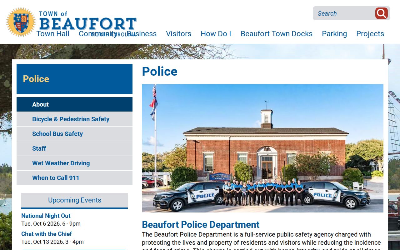 Beaufort Police Department official arrest-record source