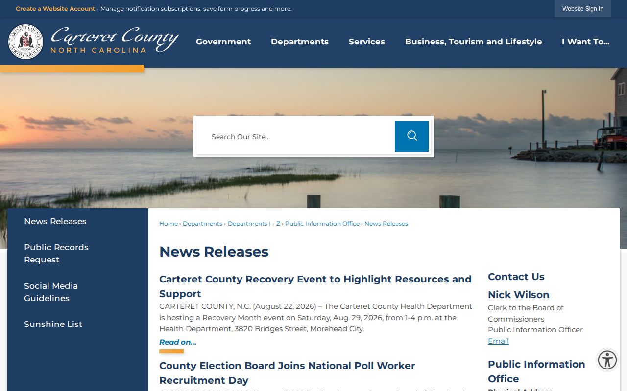Carteret County official news releases source for crime coverage