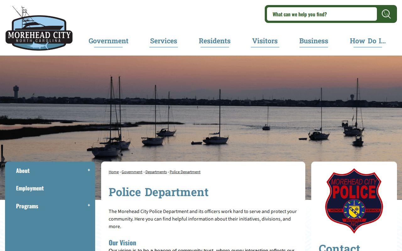 Morehead City Police Department official arrest-record source